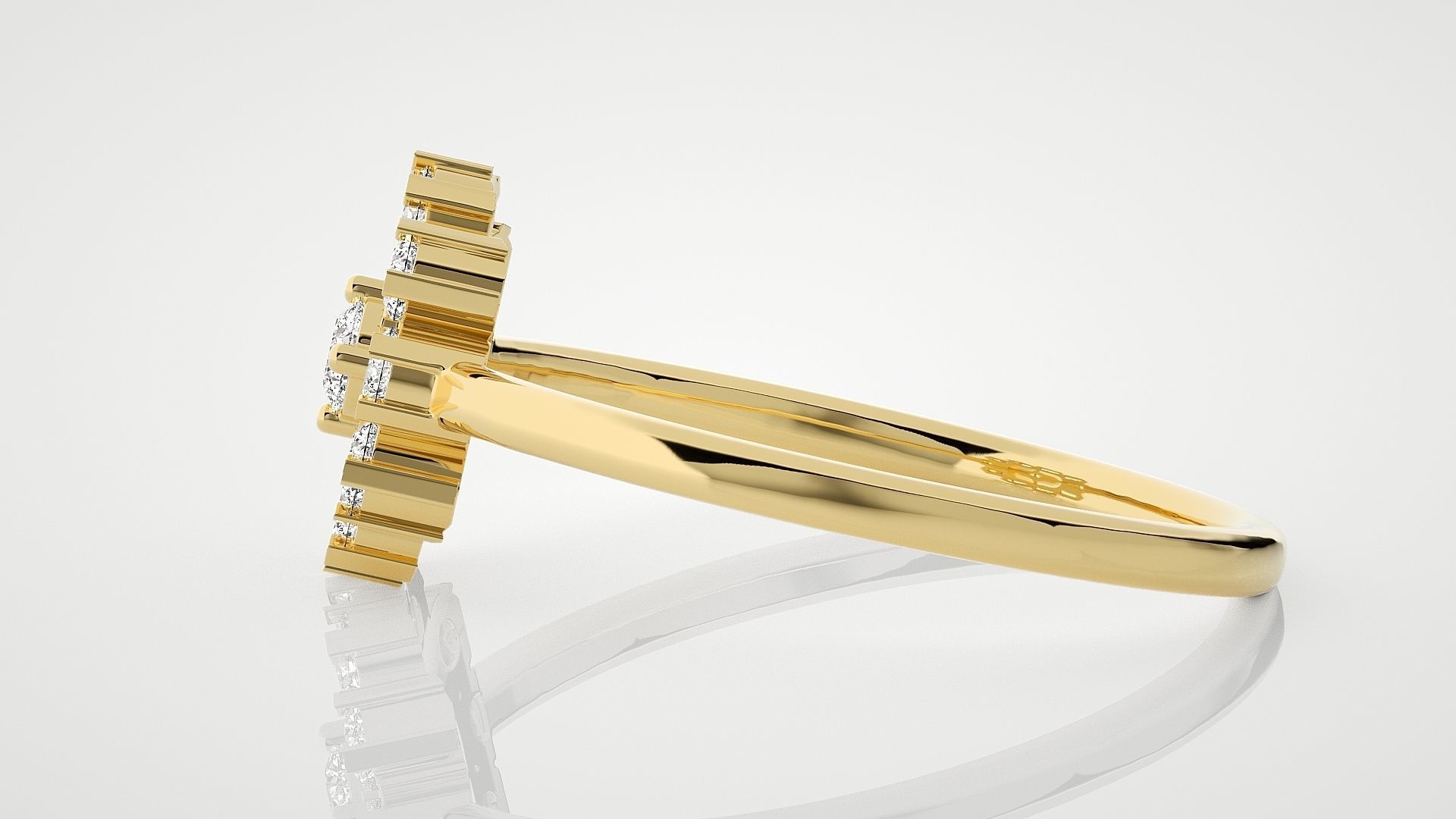 Flower Ultra Light wt minimalist diamond ring 3dm stl renders 3D print model_9