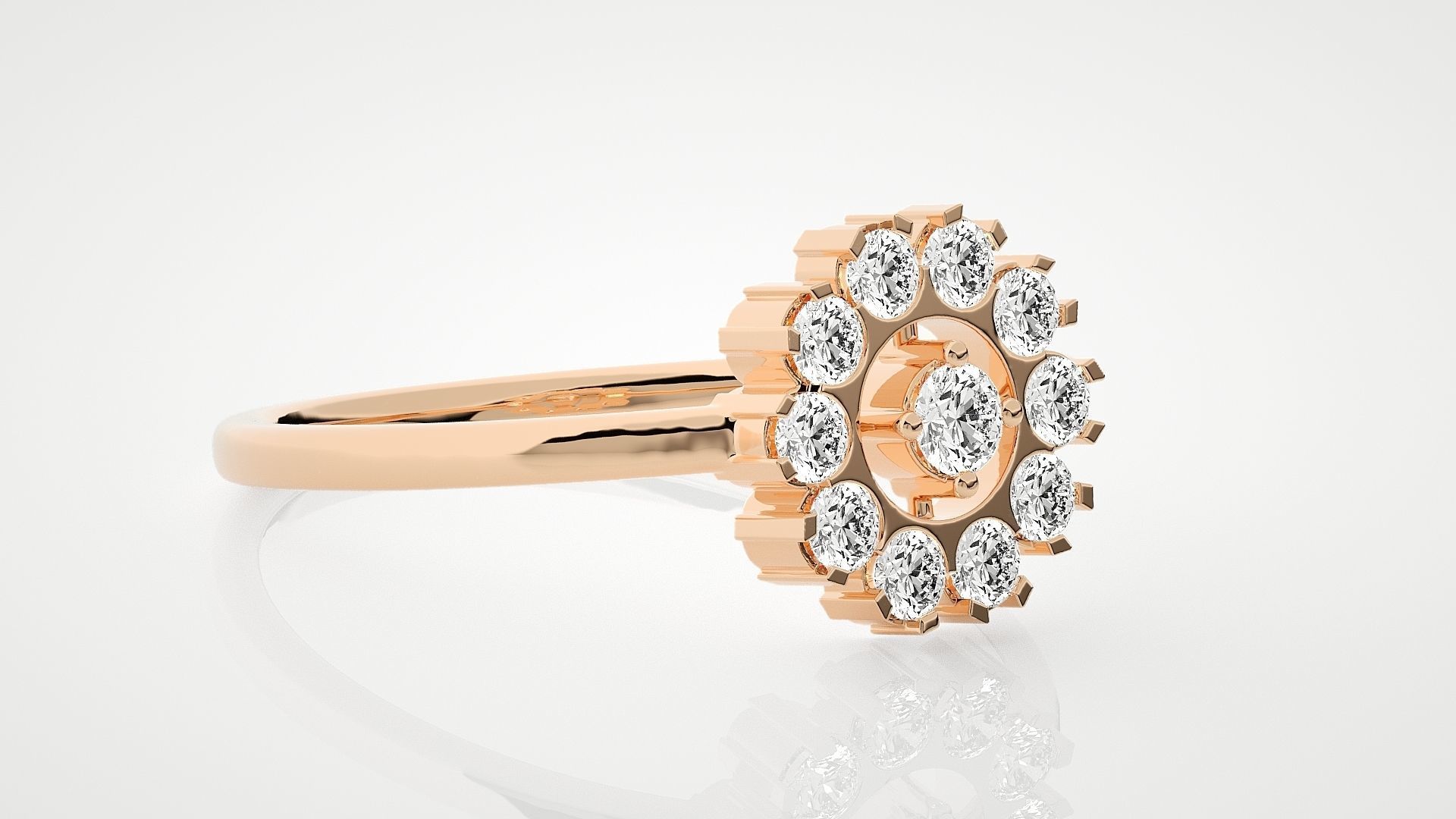 Flower Ultra Light wt minimalist diamond ring 3dm stl renders 3D print model_1