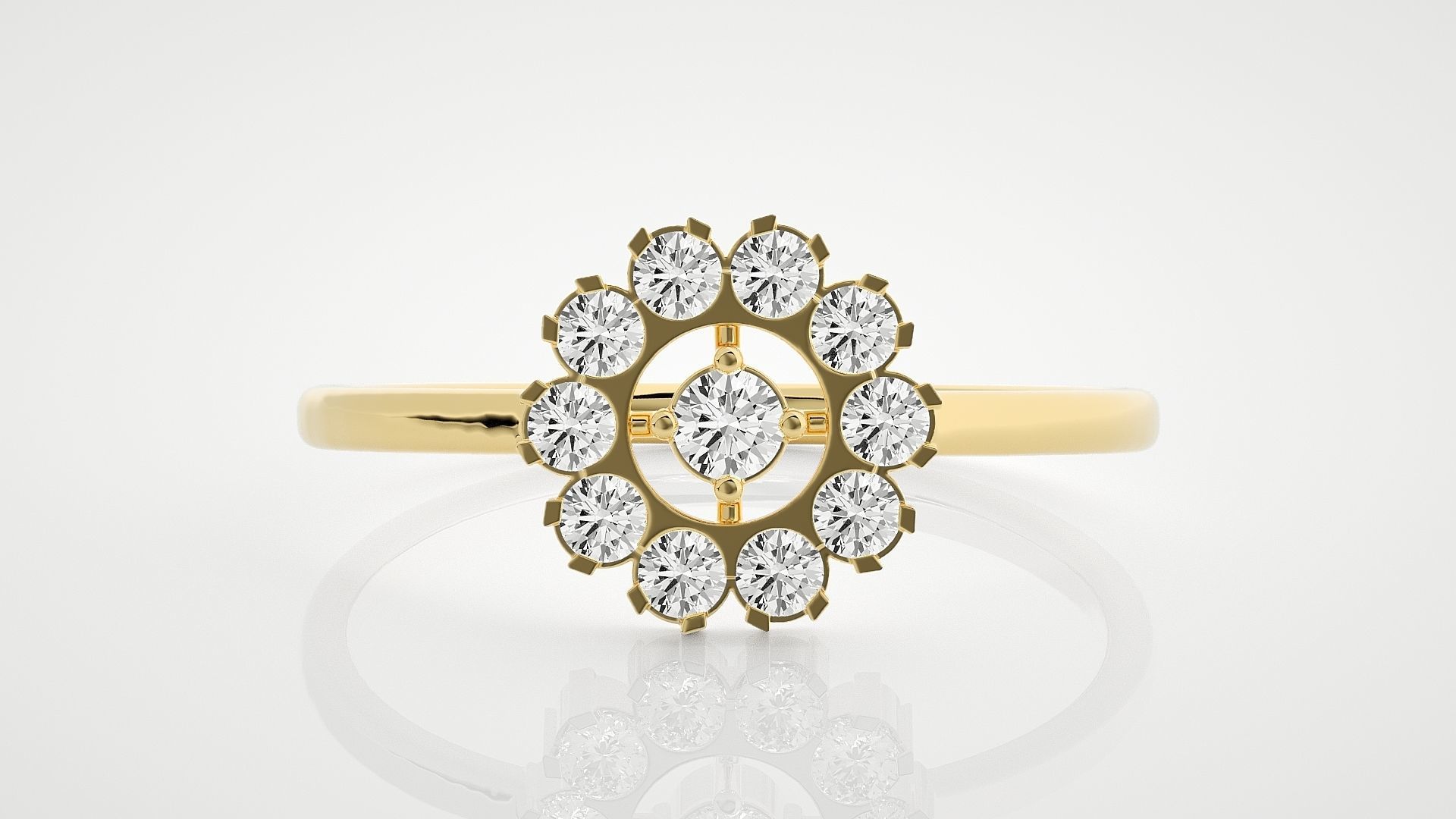 Flower Ultra Light wt minimalist diamond ring 3dm stl renders 3D print model_7