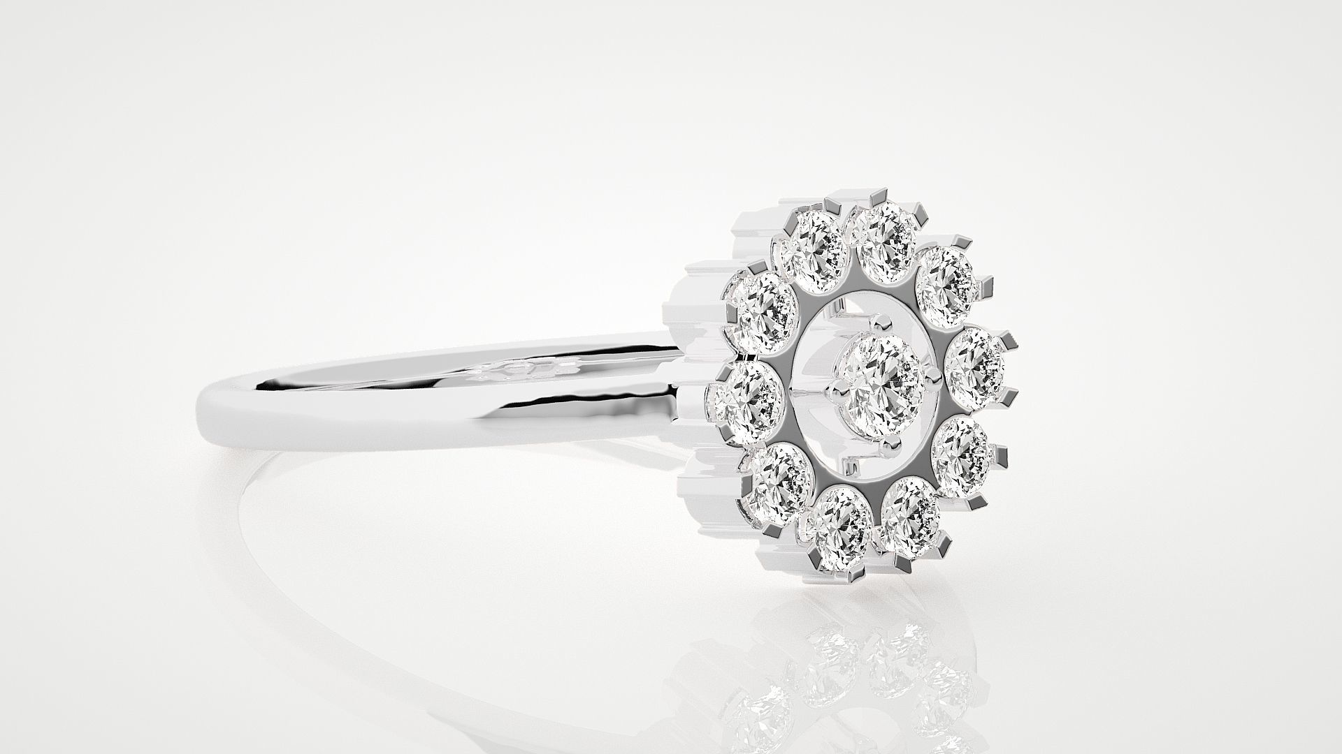 Flower Ultra Light wt minimalist diamond ring 3dm stl renders 3D print model_5