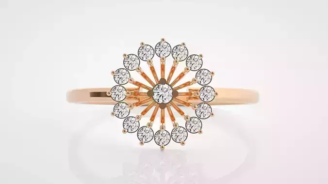 Flower Ultra Light wt minimalist diamond ring 3dm stl renders