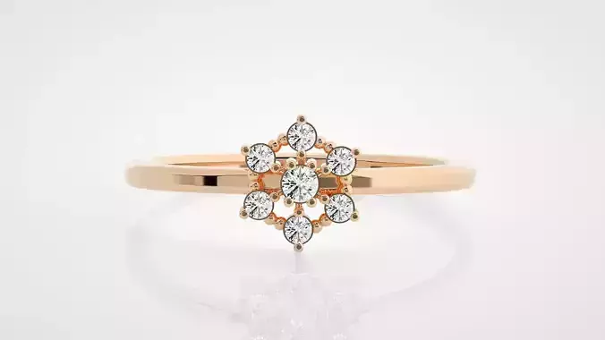 Flower Ultra Light wt minimalist diamond ring 3dm stl renders