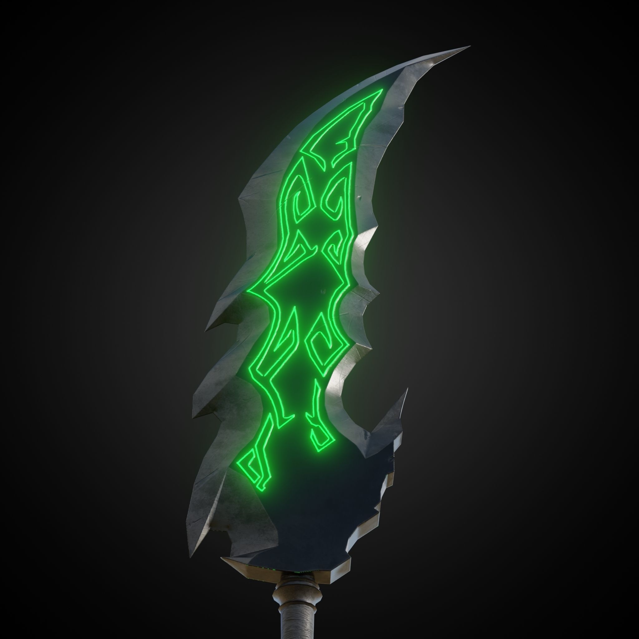 Wounded Sword Emissive Green Low-poly 3D model_9