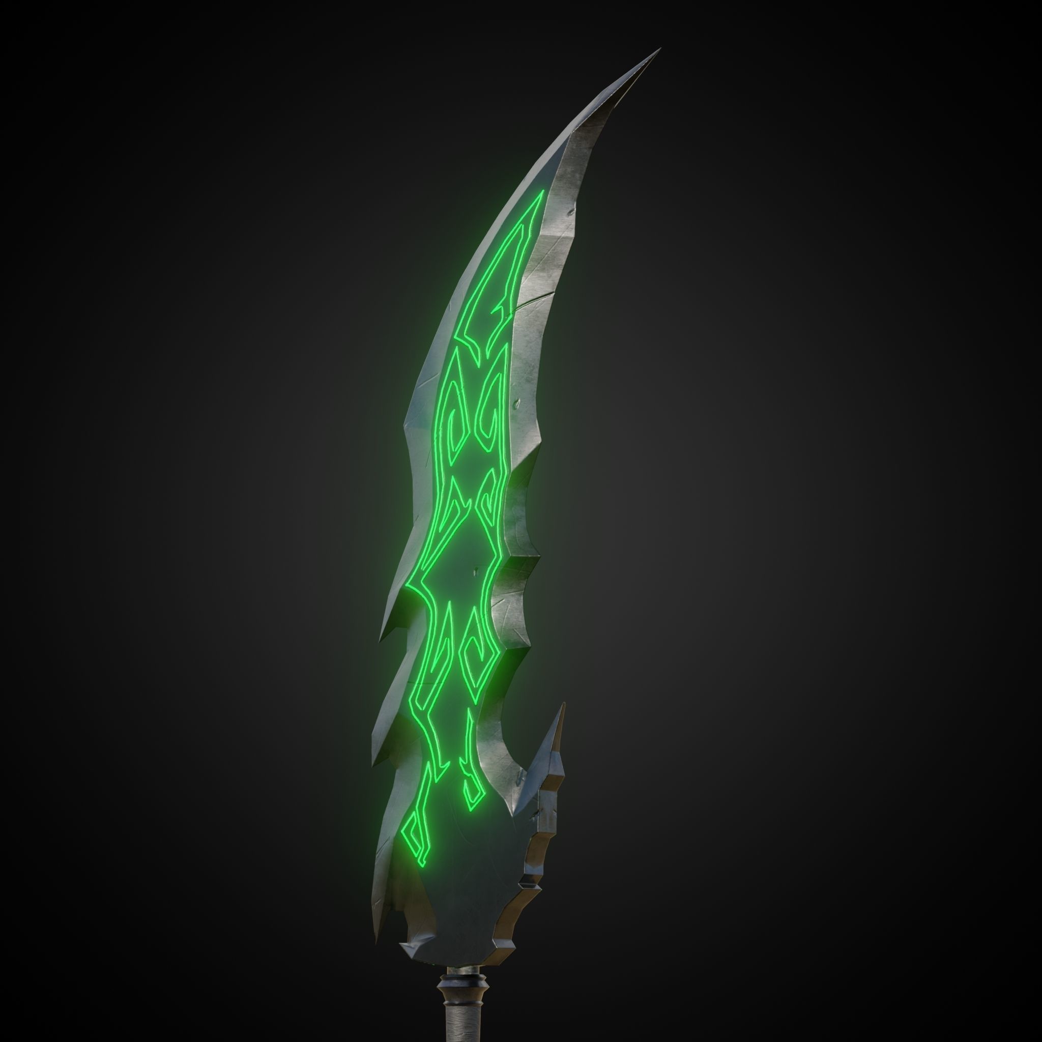 Wounded Sword Emissive Green Low-poly 3D model_6