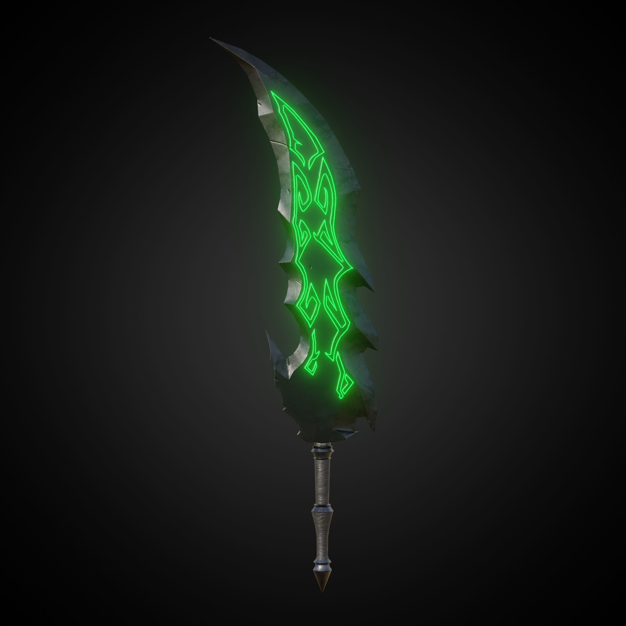Wounded Sword Emissive Green Low-poly 3D model_4