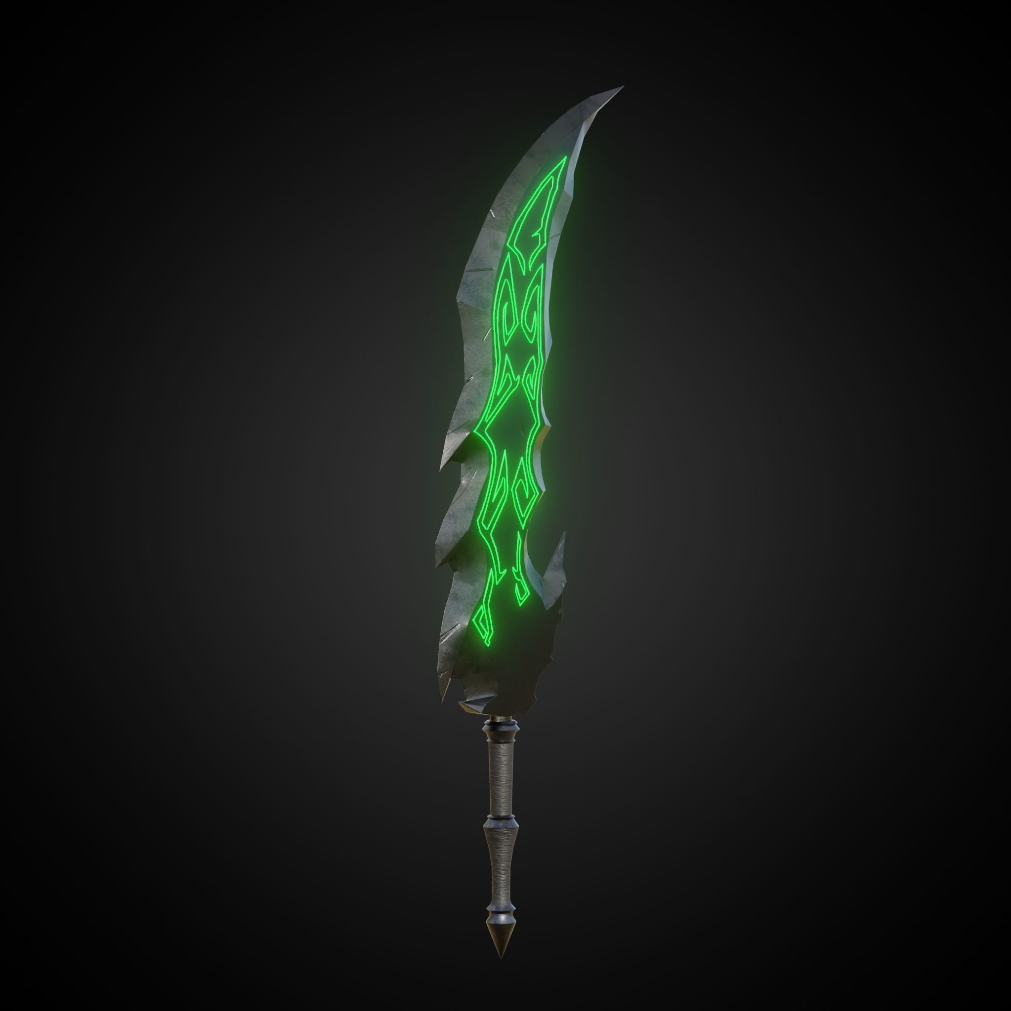 Wounded Sword Emissive Green Low-poly 3D model_1