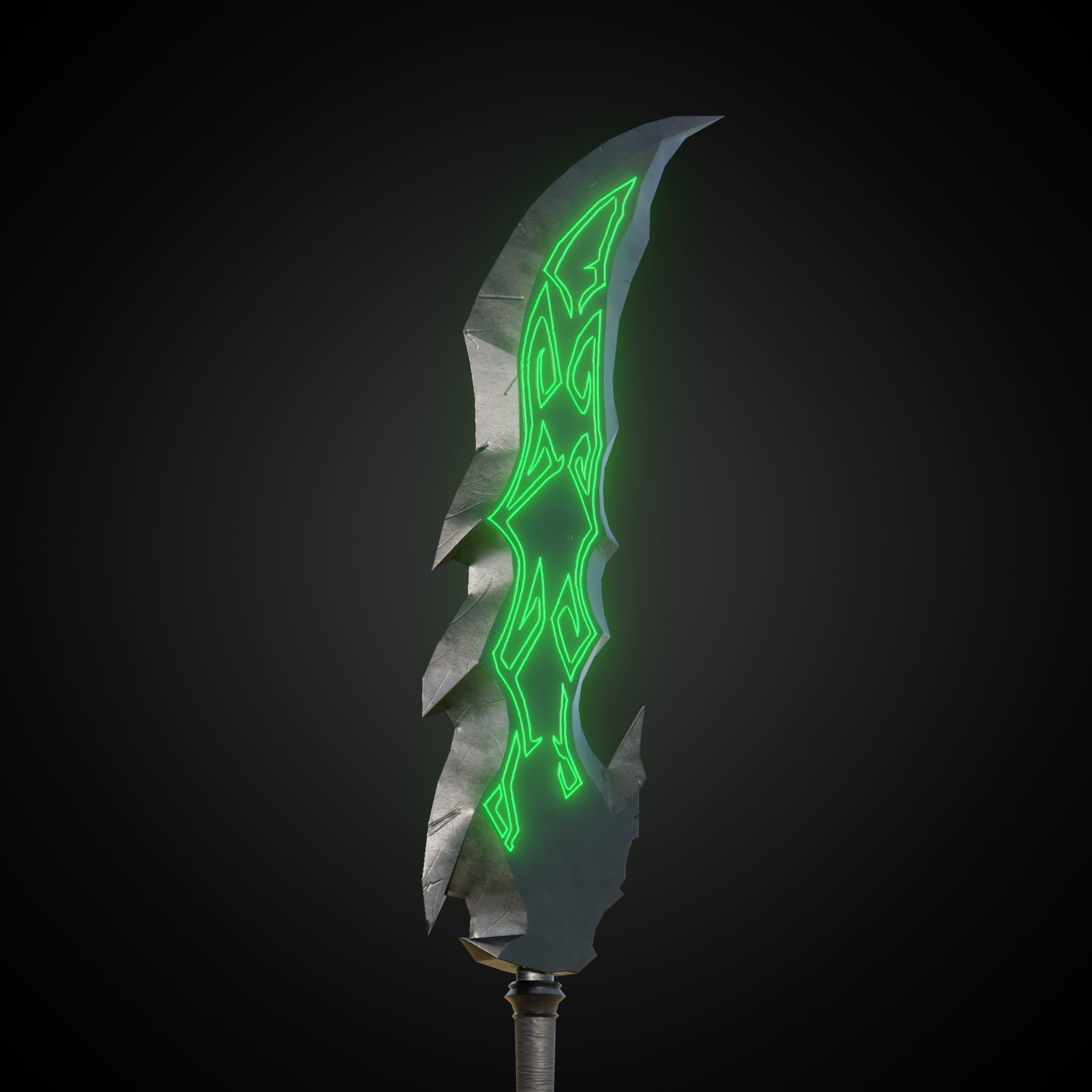 Wounded Sword Emissive Green Low-poly 3D model_5