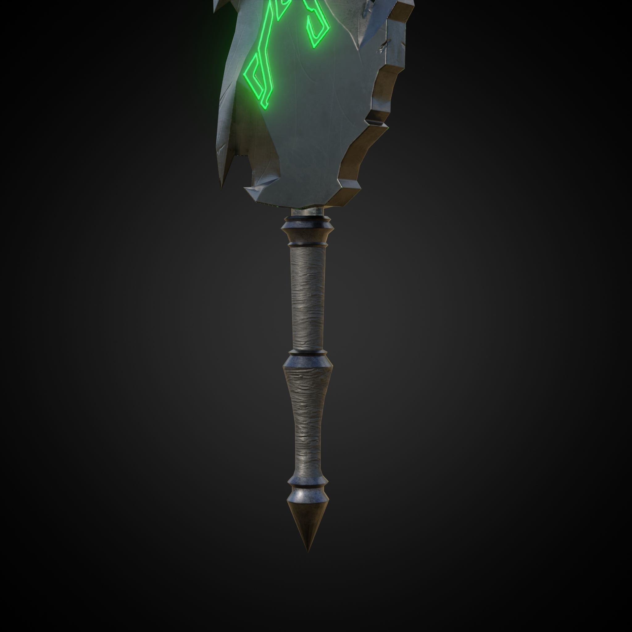 Wounded Sword Emissive Green Low-poly 3D model_8