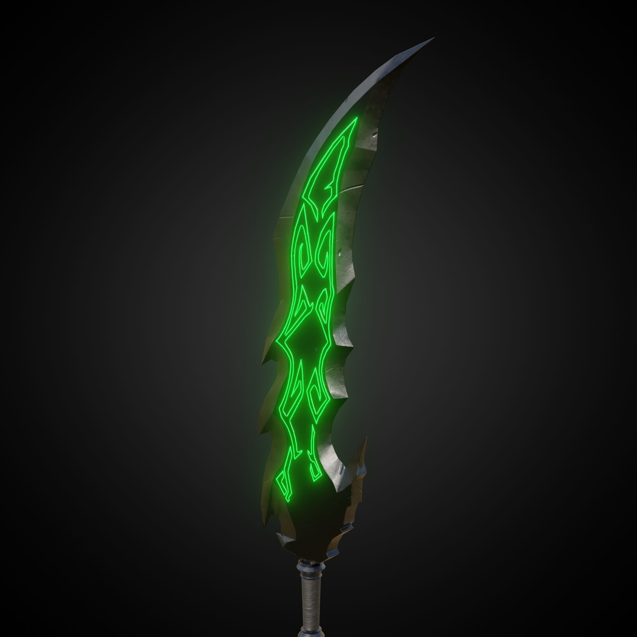 Wounded Sword Emissive Green Low-poly 3D model_7