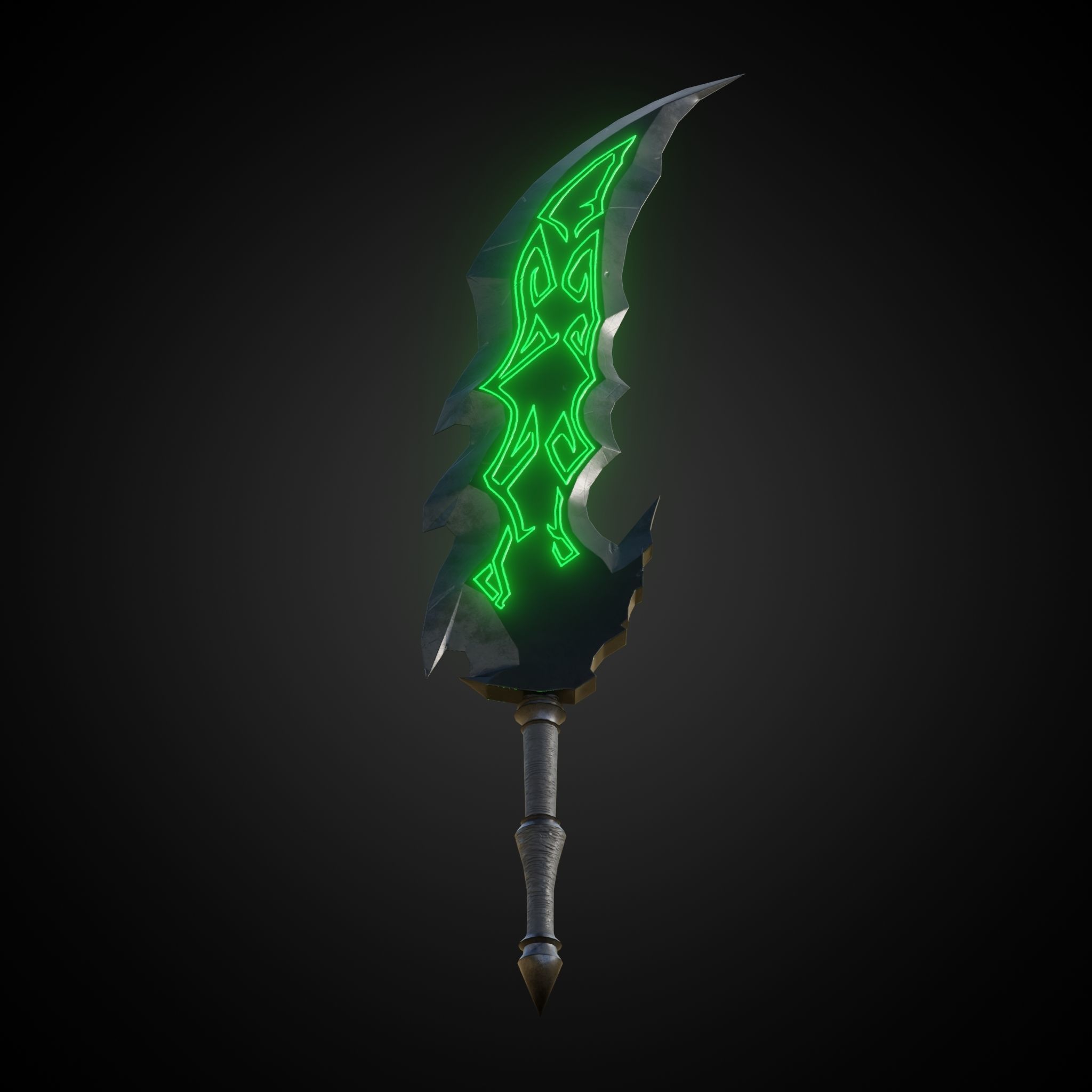 Wounded Sword Emissive Green Low-poly 3D model_3