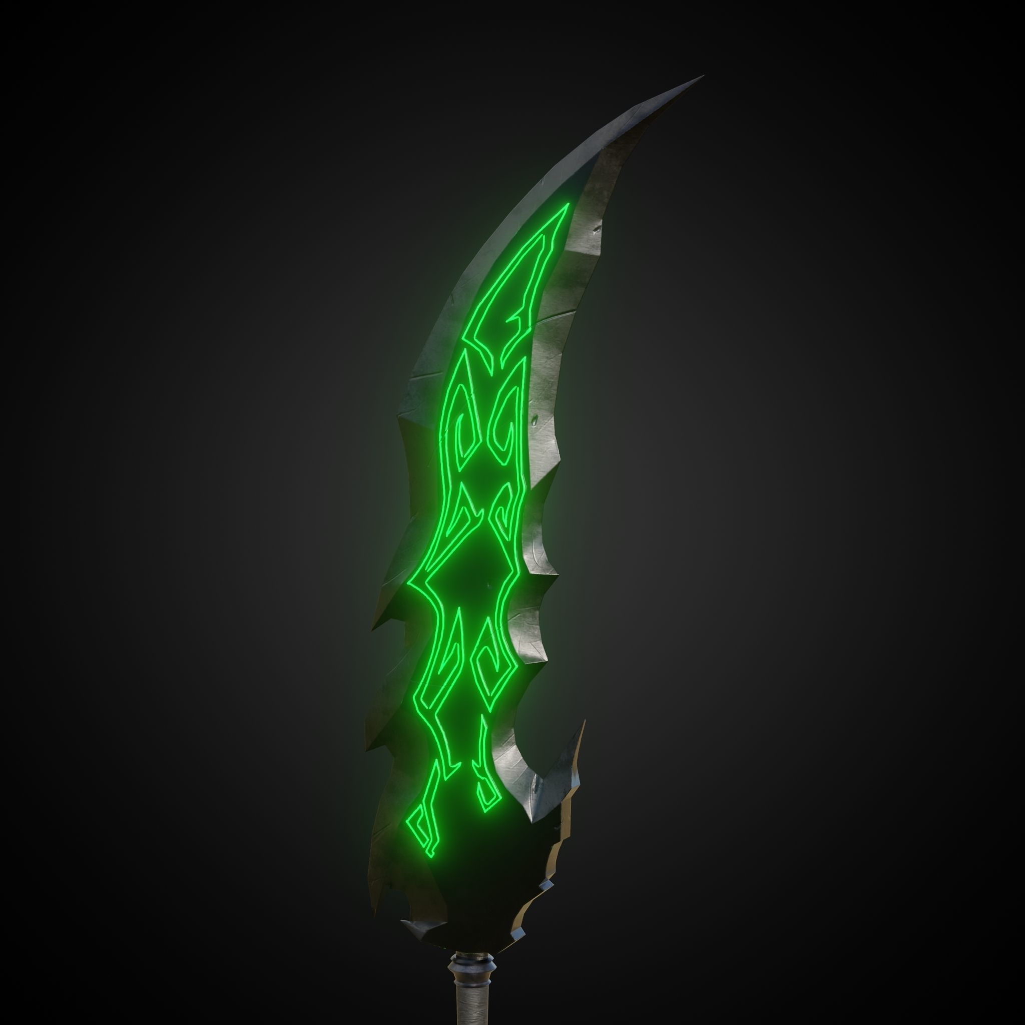 Wounded Sword Emissive Green Low-poly 3D model_11