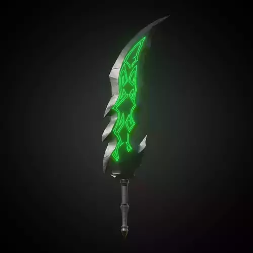 Wounded Sword Emissive Green Low-poly 3D model