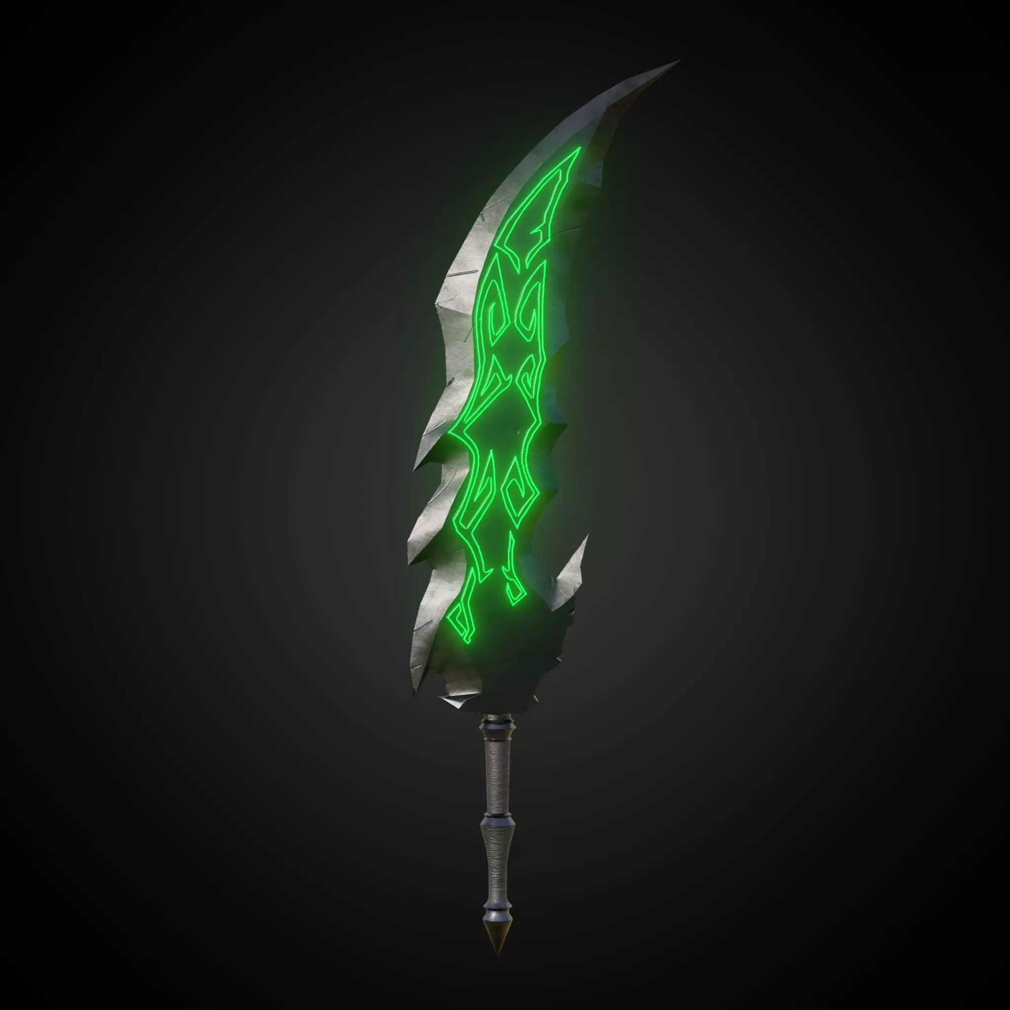 Wounded Sword Emissive Green Low-poly 3D model_0