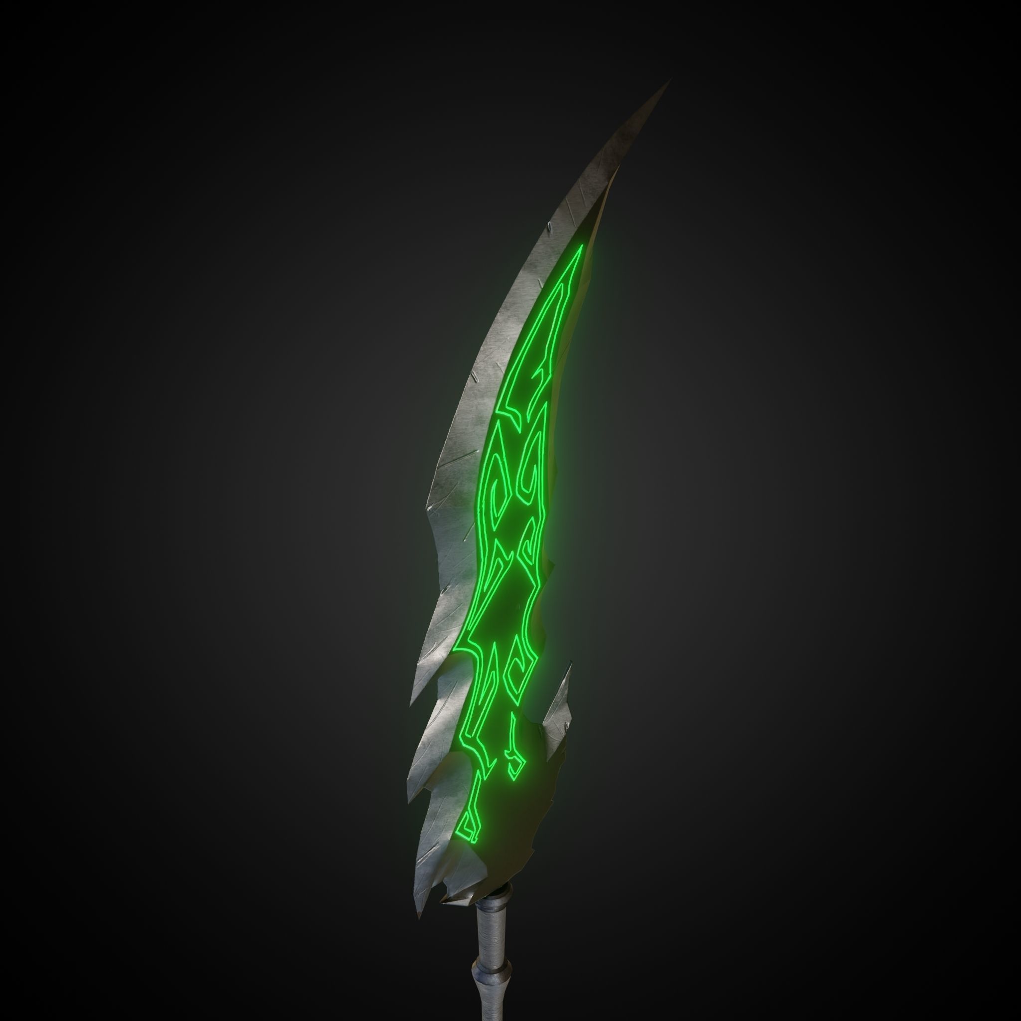 Wounded Sword Emissive Green Low-poly 3D model_10