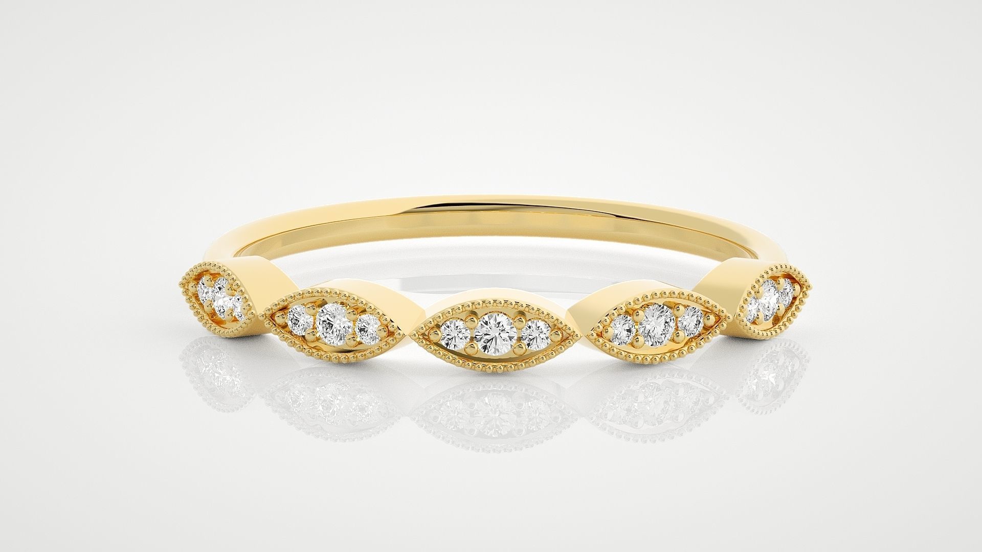 Ultra Light wt minimalist diamond ring 3dm stl renders details 3D print model_7