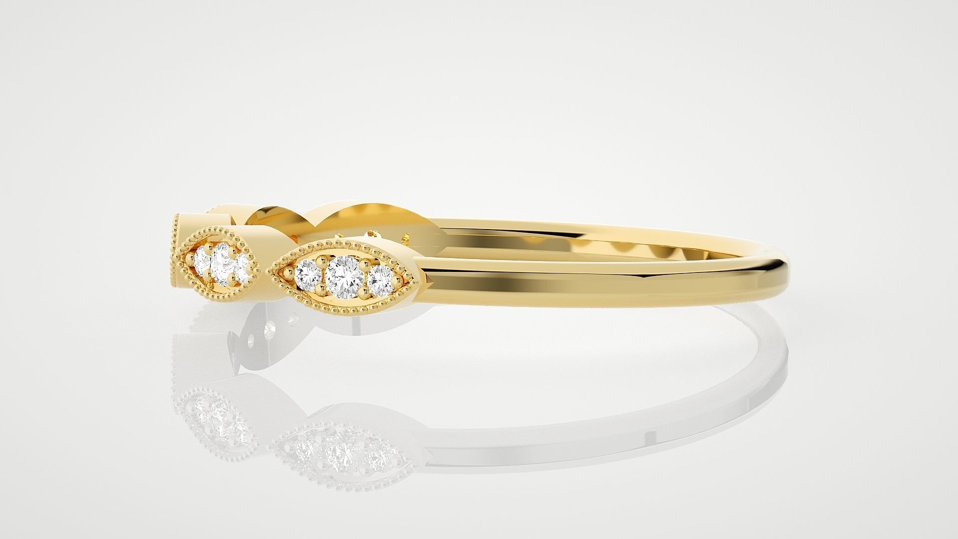 Ultra Light wt minimalist diamond ring 3dm stl renders details 3D print model_9