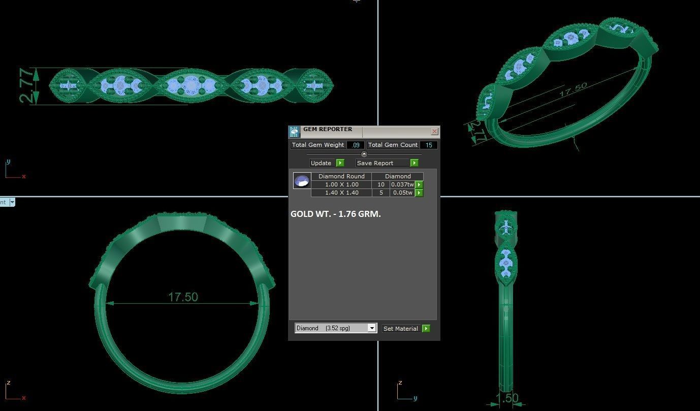 Ultra Light wt minimalist diamond ring 3dm stl renders details 3D print model_3