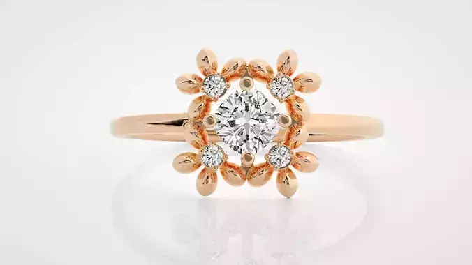 Flower Ultra Light wt minimalist solitaire diamond ring 3dm stl
