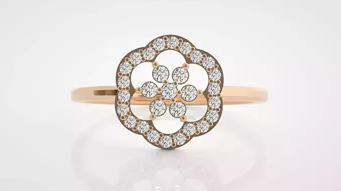 Flower Ultra Light wt minimalist diamond ring 3dm stl renders
