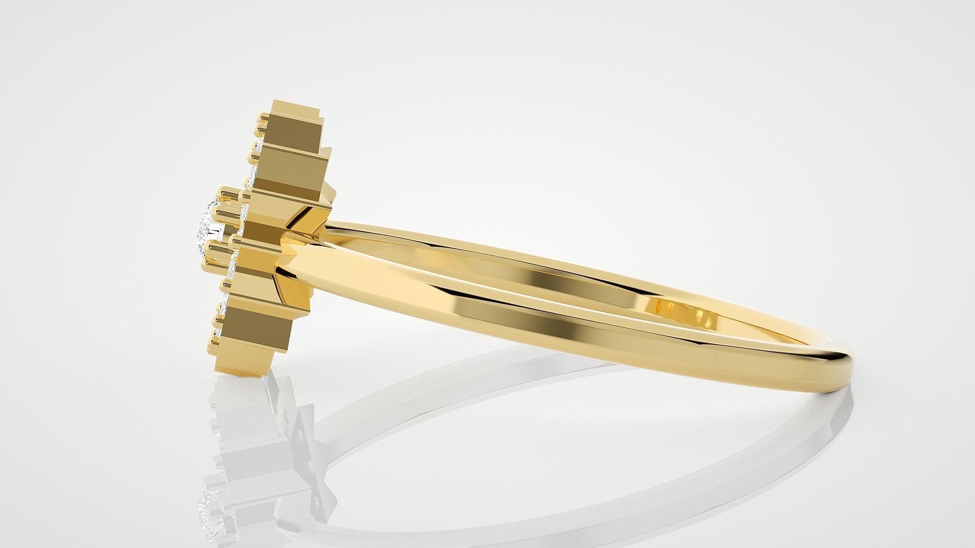 Flower Ultra Light wt minimalist diamond ring 3dm stl renders 3D print model_9