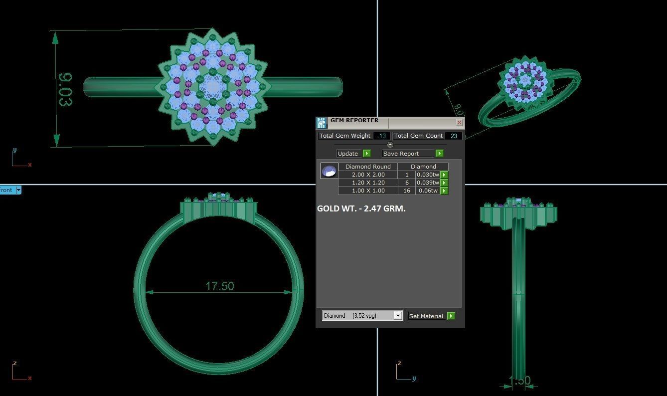 Flower Ultra Light wt minimalist diamond ring 3dm stl renders 3D print model_3
