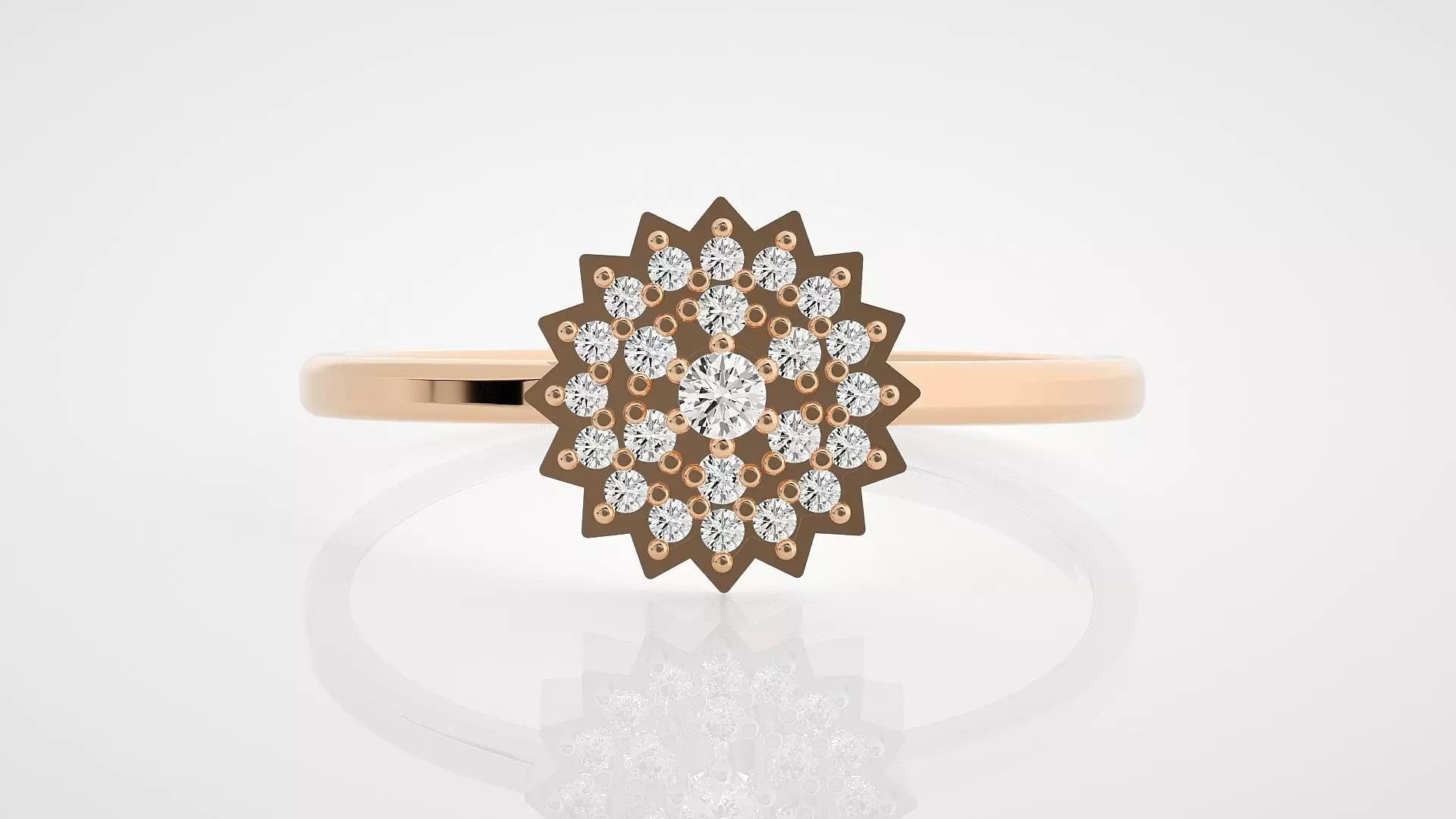 Flower Ultra Light wt minimalist diamond ring 3dm stl renders 3D print model_0