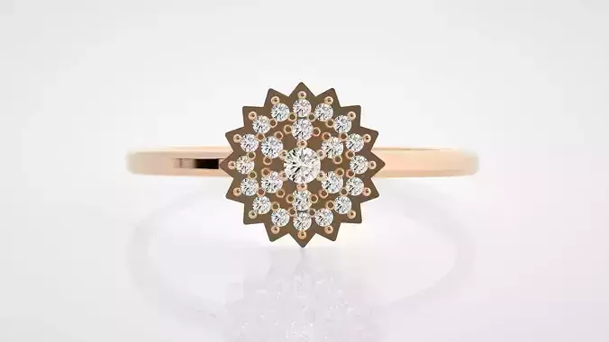 Flower Ultra Light wt minimalist diamond ring 3dm stl renders 3D print model
