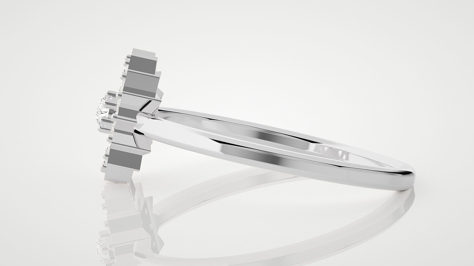 Flower Ultra Light wt minimalist diamond ring 3dm stl renders 3D print model_6