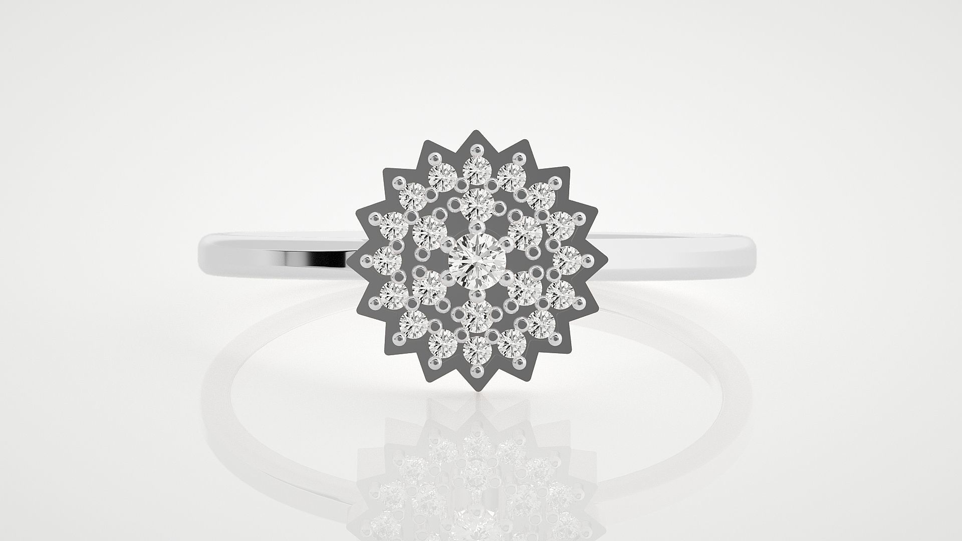 Flower Ultra Light wt minimalist diamond ring 3dm stl renders 3D print model_4