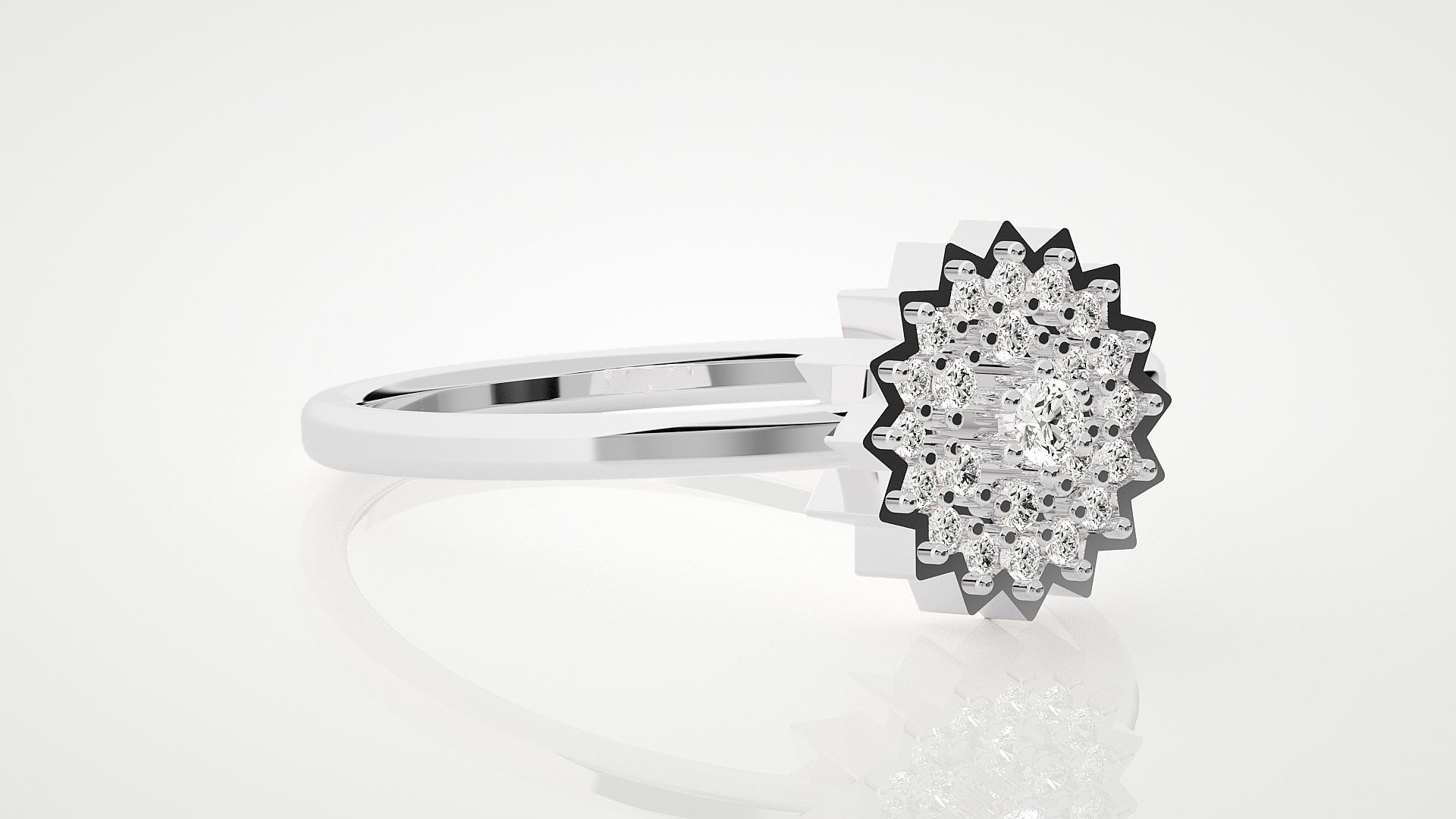 Flower Ultra Light wt minimalist diamond ring 3dm stl renders 3D print model_5