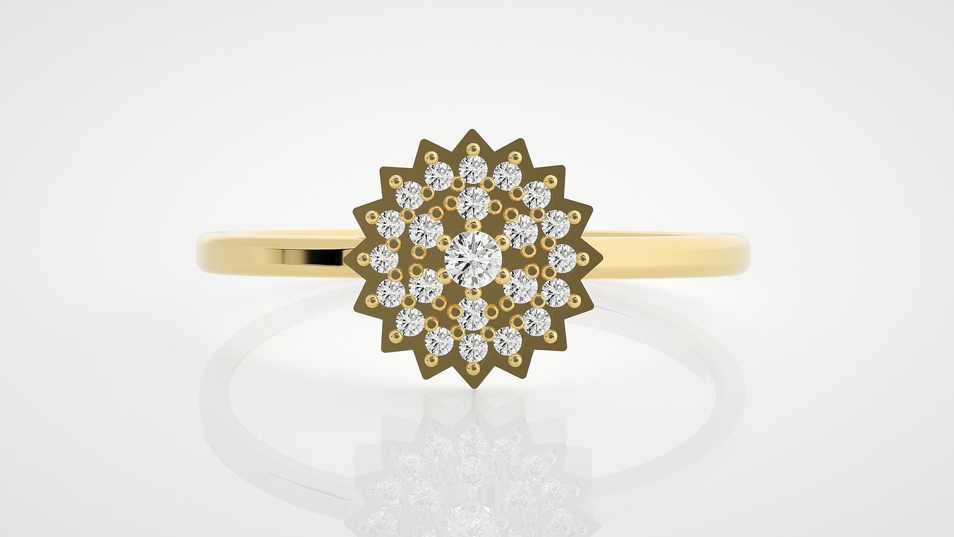 Flower Ultra Light wt minimalist diamond ring 3dm stl renders 3D print model_7
