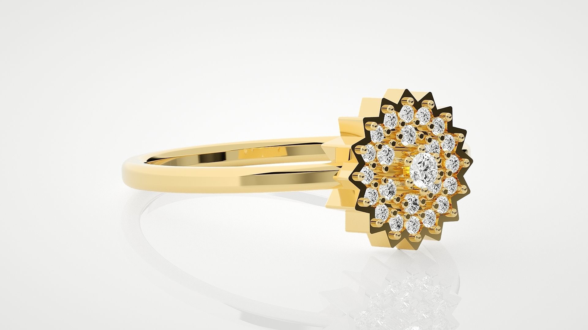 Flower Ultra Light wt minimalist diamond ring 3dm stl renders 3D print model_8