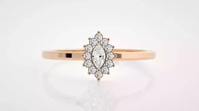 Ultra Light wt minimalist marquise diamond ring 3dm stl renders