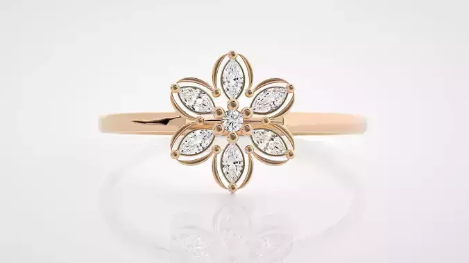 Flower Ultra Light wt minimalist diamond ring 3dm stl renders 3D print model