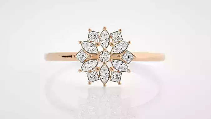 Flower Ultra Light wt minimalist diamond ring 3dm stl renders