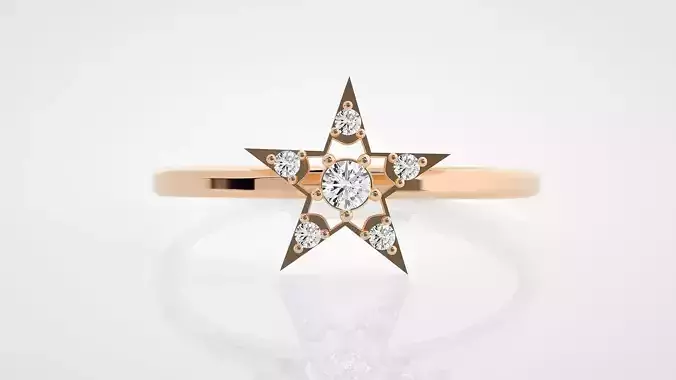 Star Ultra Light wt minimalist diamond ring 3dm stl renders 