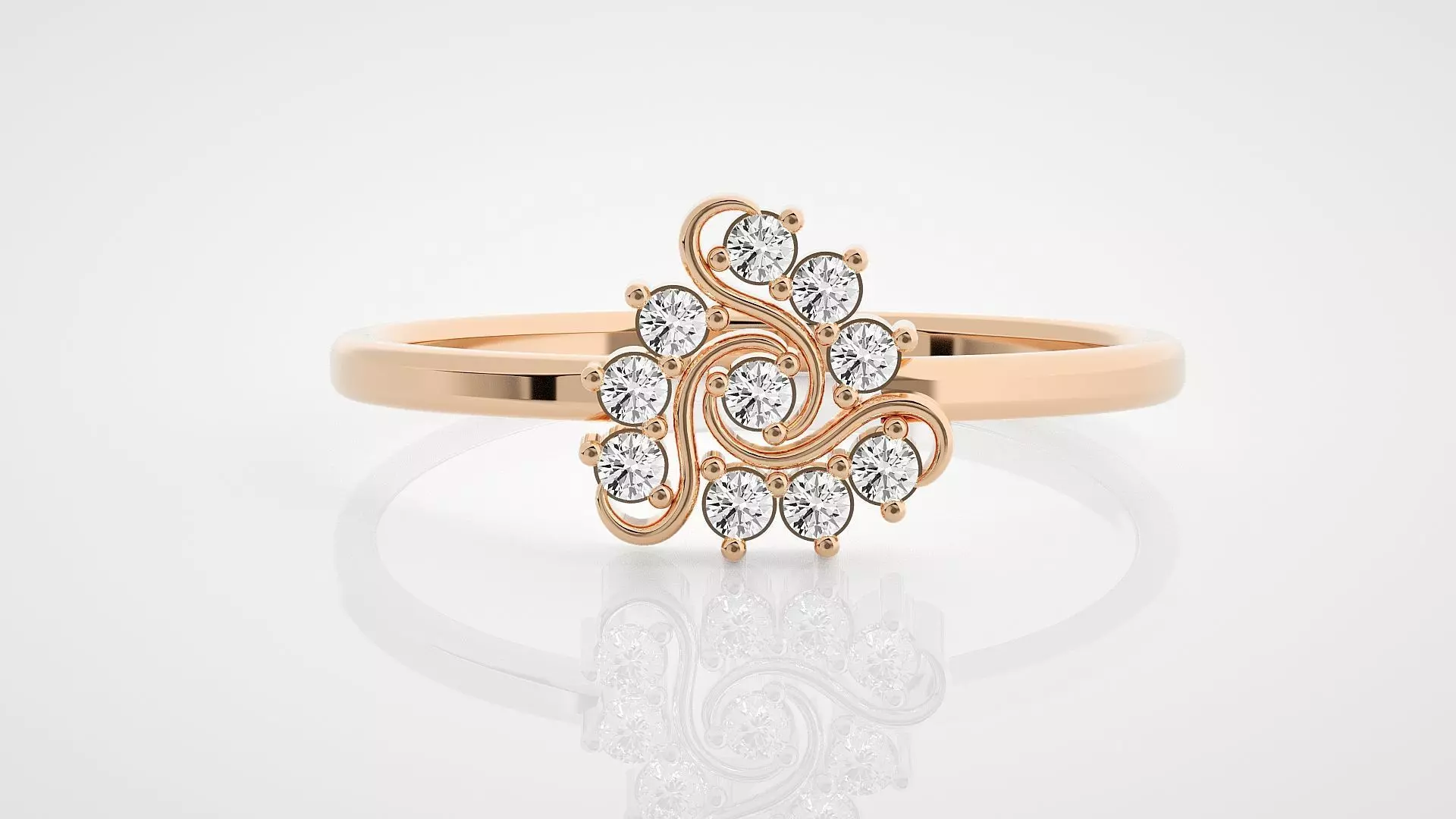 Flower Ultra Light wt minimalist diamond ring 3dm stl renders 3D print model_0