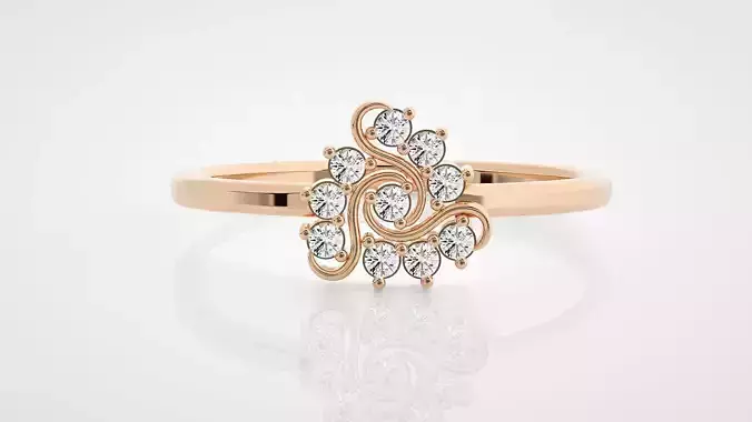 Flower Ultra Light wt minimalist diamond ring 3dm stl renders 3D print model