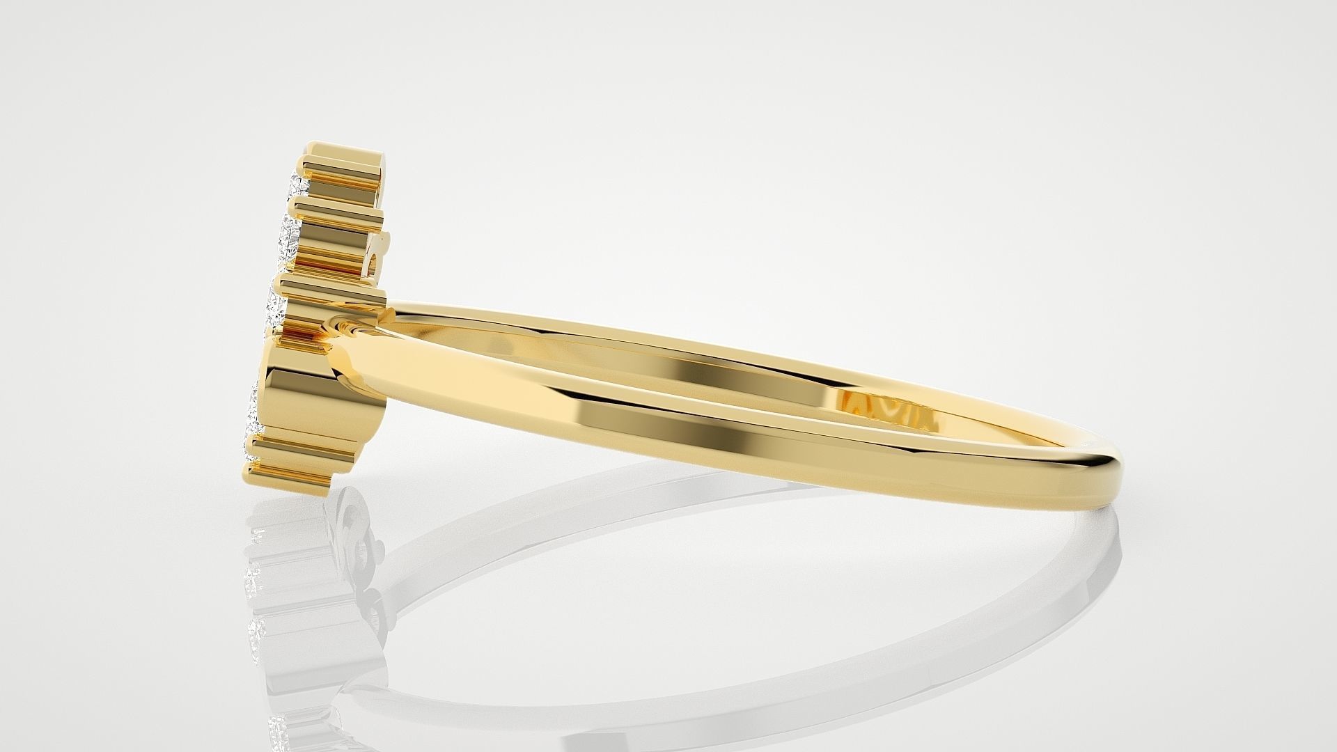 Flower Ultra Light wt minimalist diamond ring 3dm stl renders 3D print model_9