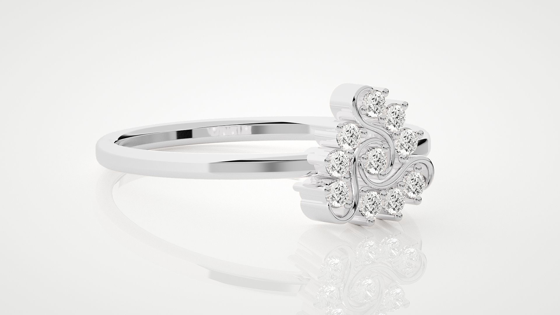 Flower Ultra Light wt minimalist diamond ring 3dm stl renders 3D print model_5