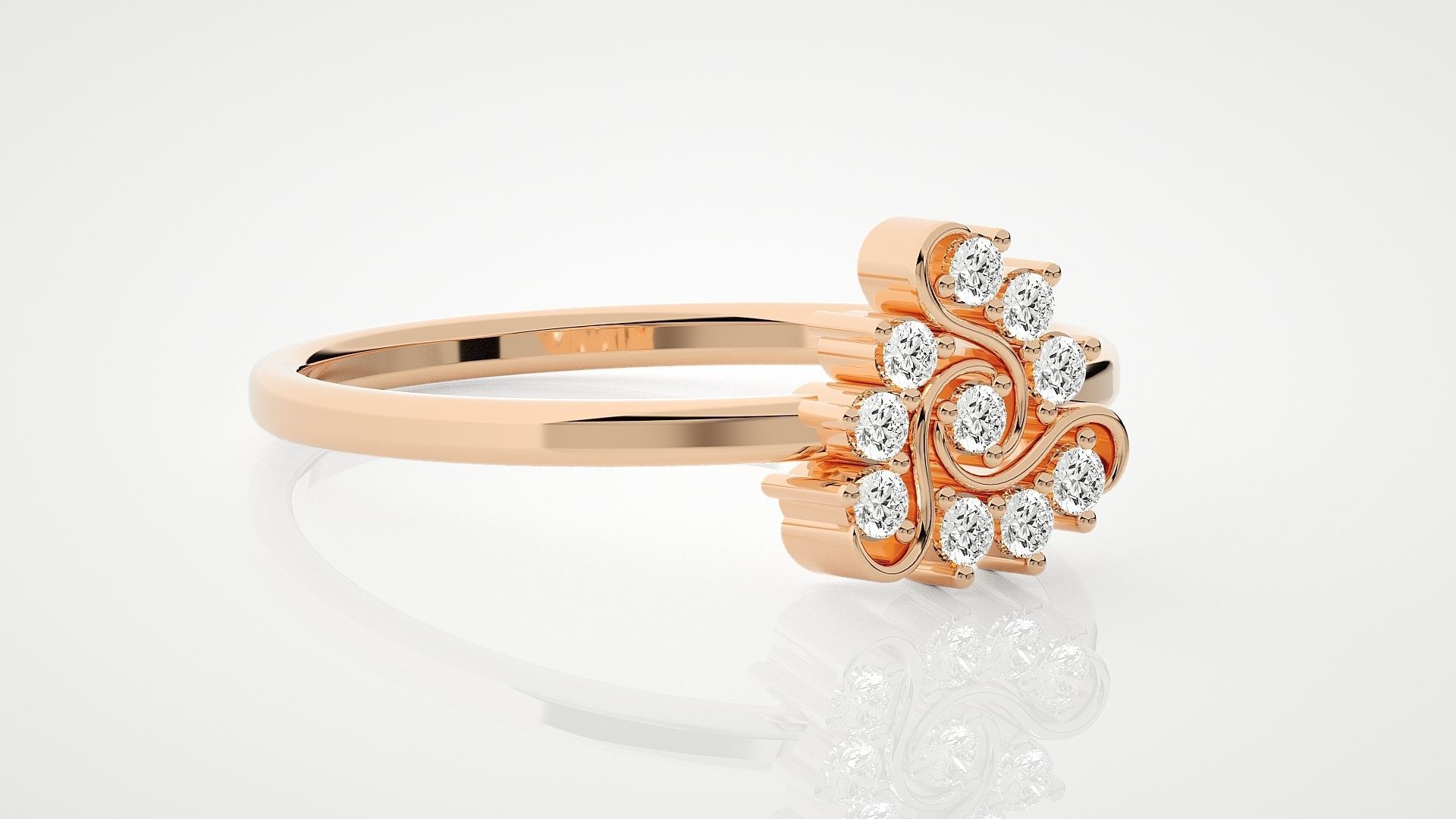 Flower Ultra Light wt minimalist diamond ring 3dm stl renders 3D print model_1