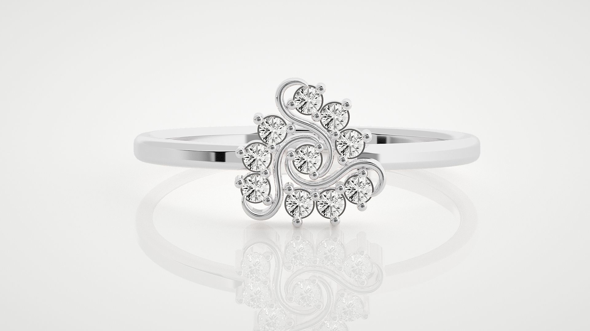 Flower Ultra Light wt minimalist diamond ring 3dm stl renders 3D print model_4