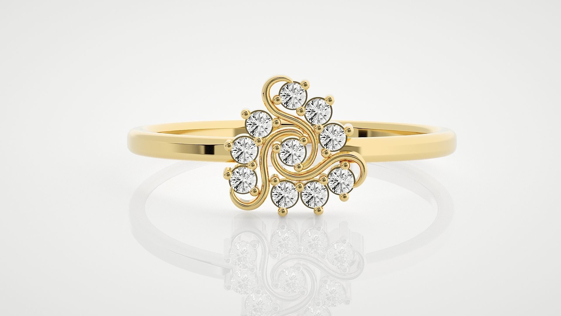 Flower Ultra Light wt minimalist diamond ring 3dm stl renders 3D print model_7