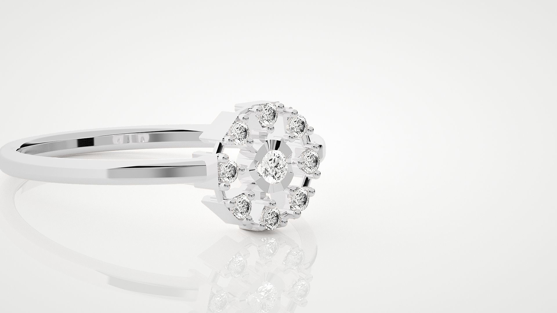 Flower Ultra Light wt minimalist diamond ring 3dm stl renders 3D print model_5