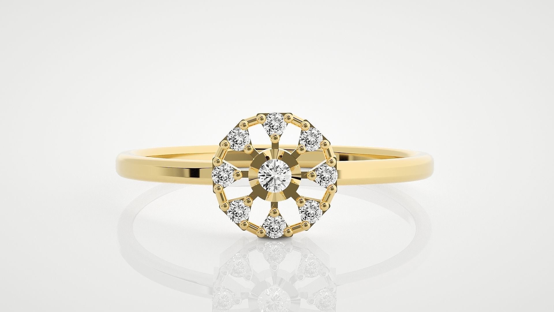 Flower Ultra Light wt minimalist diamond ring 3dm stl renders 3D print model_7