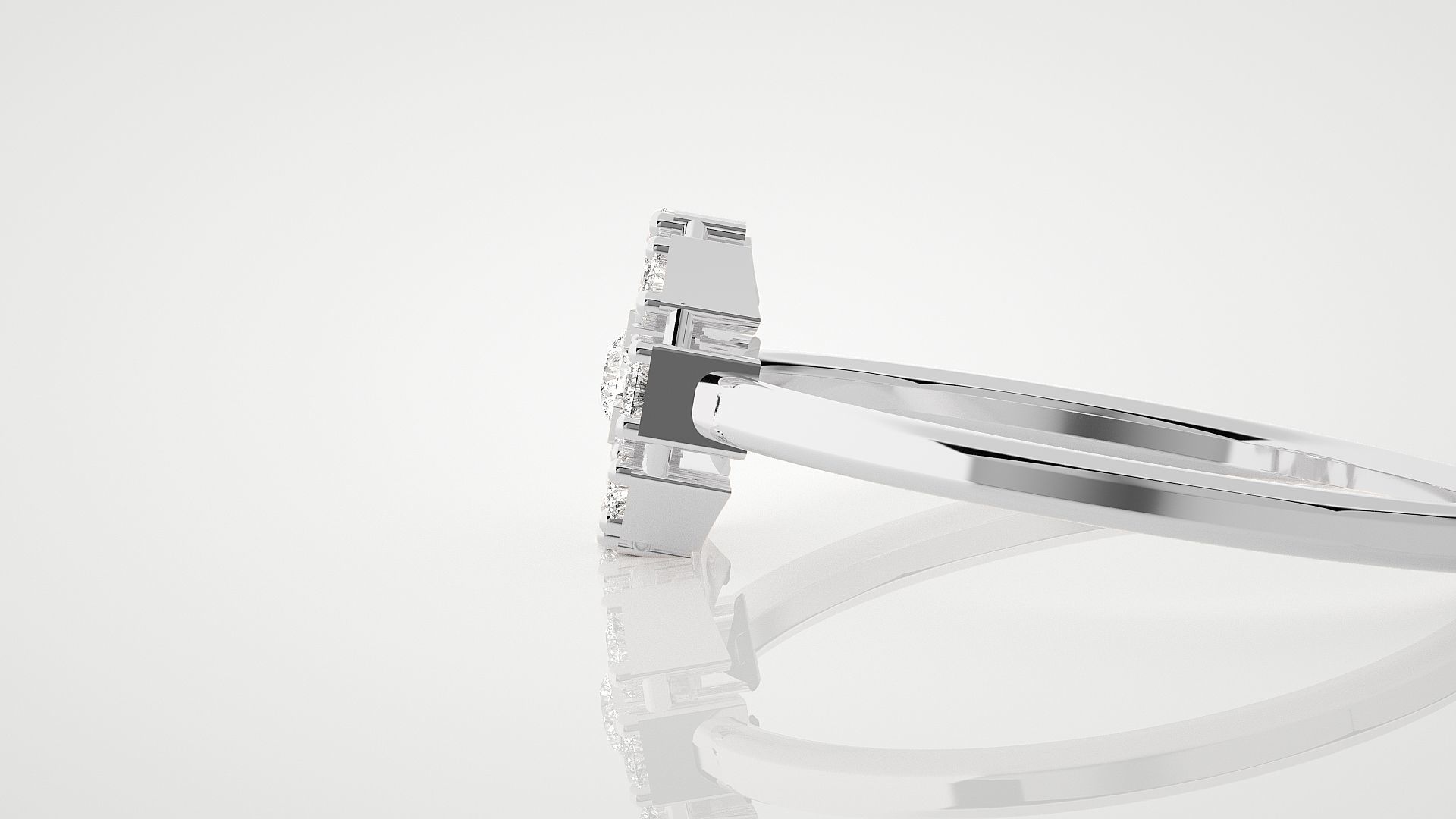 Flower Ultra Light wt minimalist diamond ring 3dm stl renders 3D print model_6