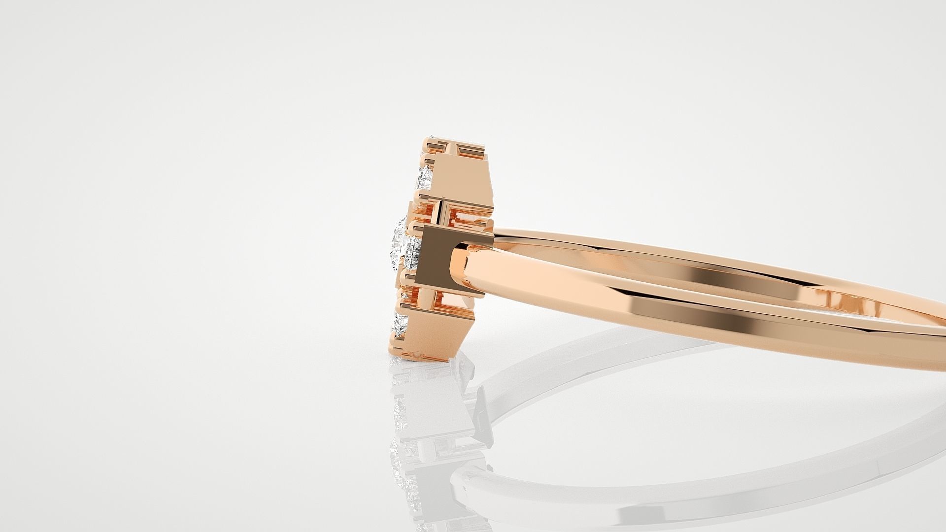 Flower Ultra Light wt minimalist diamond ring 3dm stl renders 3D print model_2