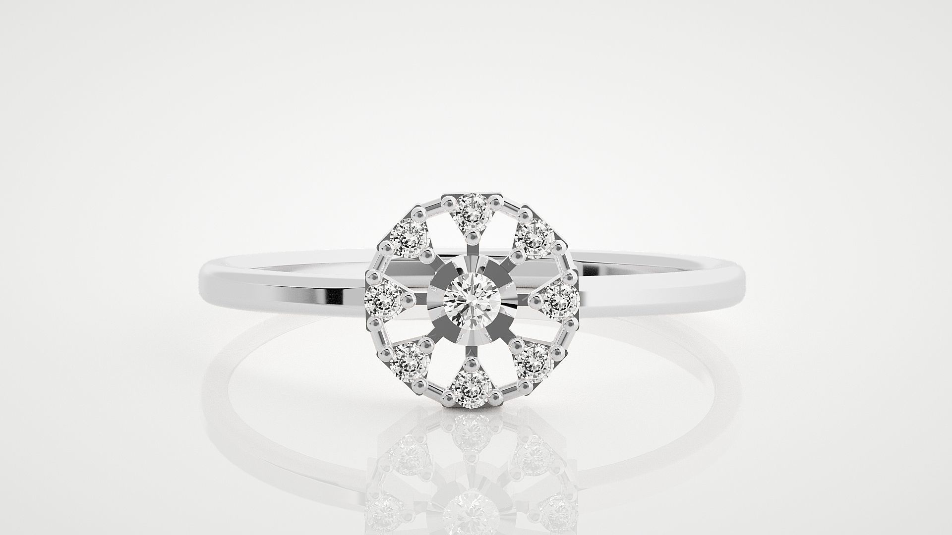 Flower Ultra Light wt minimalist diamond ring 3dm stl renders 3D print model_4