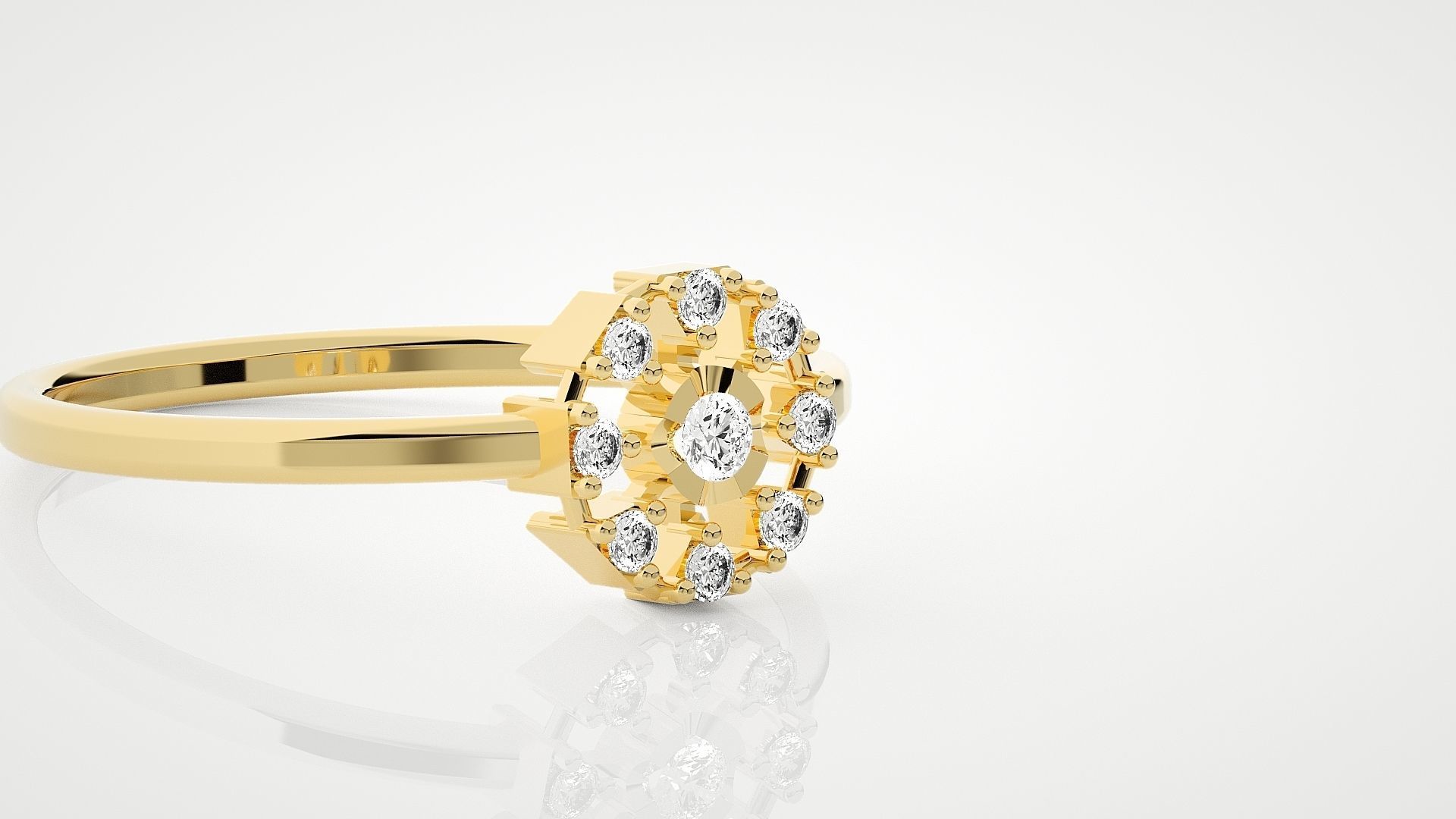Flower Ultra Light wt minimalist diamond ring 3dm stl renders 3D print model_8