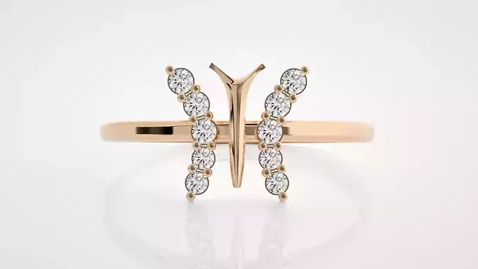 Butterfly Ultra Light wt minimalist diamond ring 3dm stl renders 3D print model